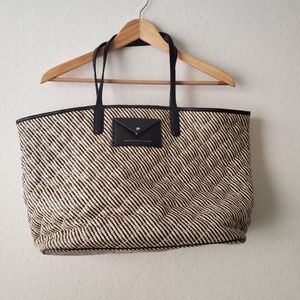 Marc By Marc Jacobs Black & Cream Woven Tote + Attached Pouch